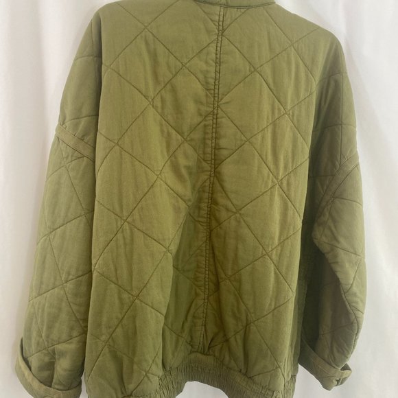 SOLD GAP Khaki Green Cotton Diamond Quilted Long Sleeve Full Zip Jacket - Picture 2 of 13